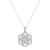 18K Gold Necklace Flower Diamond Loop Statement piece-VS - Rose Gold