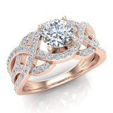 1.20 Ct Diamond Engagement Ring with Scrollwork and Twists 18K Gold-G,VS - Rose Gold
