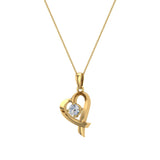 Dainty Heart Pendant Round 4mm Diamond Necklace 14K Gold 0.25 CTW-L,I2 - Yellow Gold