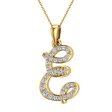 Initial pendant E Letter Charms Diamond Necklace 14K Gold-G,I1 - Yellow Gold