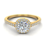 0.90 ct tw Round Brilliant Diamond Dainty Halo Engagement Ring 14K Gold (G,VS) - Yellow Gold