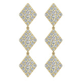 Kite Diamond Chandelier Earrings Waterfall Style 14K Gold (I,I1) - Yellow Gold