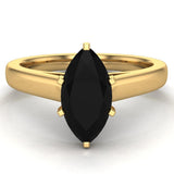Marquise Cut Black Diamond Engagement Rings 14K Gold (Black,AAA) - Yellow Gold