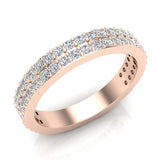 Stacking Dual Row Wide Round Diamond Wedding Band 0.81 ctw 18K Gold (G,SI) - Rose Gold