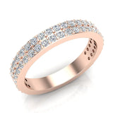 Stacking Dual Row Wide Round Diamond Wedding Band 0.81 ctw 14K Gold (G,I1) - Rose Gold