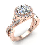 1.56 Ct Infinity Style Shank Halo Diamond Engagement Ring-14K Gold-I,I1 - Rose Gold