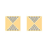 Pyramid Style Accented Diamond Stud Earrings 18K Gold-G,VS - Yellow Gold