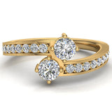 14K Gold Ring Diamond Engagement Ring for Women 2-Stone-(G,VS) - Yellow Gold