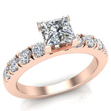 Princess Solitaire Diamond Engagement Rings for Women 14K Gold-GIA - Rose Gold