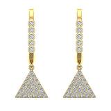 Triangle Diamond Dangle Earrings Dainty Drop Style 14K Gold 0.50 ct-G,SI - Yellow Gold