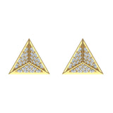Diamond Stud Earrings Triangle Pyramid Diamond Earrings 18K Gold-G,VS - Yellow Gold