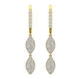 Marquise Diamond Dangle Earrings Dainty Drop Style 14K Gold 1.10 ct-I,I1 - Yellow Gold