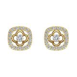 14K Gold Diamond Stud Earrings Cushion Shape 0.67 carat-I,I1 - Yellow Gold