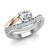 0.80 ct Engagement Ring Round Solitaire Diamond 2-tone 14K Gold SI - Rose Gold