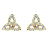 Celtic Knot Pave Diamond Stud Earrings ½ ct 14K Gold-I,I1 - Yellow Gold