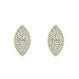Exquisite Marquise Pave Diamond Stud Earrings 1/2 ct 18K Gold-G,VS - Yellow Gold