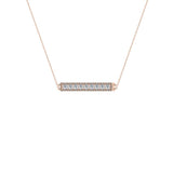 Diamond Bar Pendant 14K Gold Necklace 0.45 ctw-G,SI - Rose Gold