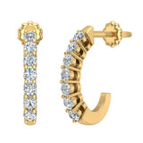 18K Gold Diamond Huggie Earrings For Women-G, VS - Yellow Gold