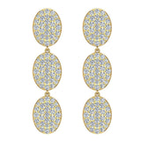 Oval Diamond Chandelier Earrings Waterfall Style 14K Gold-G,SI - Yellow Gold