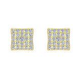 Sharp & Edgy Square illusion plate Stud Earrings 0.48 ct 18K Gold-G,VS - Yellow Gold