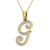 Initial pendant G Letter Charms Diamond Necklace 18K Gold-G,VS - Yellow Gold