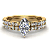 Petite Wedding Rings for women Marquise Cut Bridal set 18K Gold 0.90 ct-G,SI - Yellow Gold