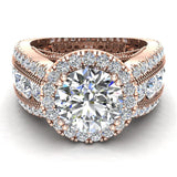 Moissanite Engagement Rings 18K Gold Real Diamond accented Ring 4.90 ct-G,VS - Rose Gold