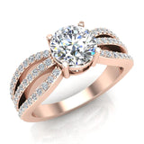 Magnificent Round Diamond Trio Engagement Ring 1.40 ctw 18K Gold-SI - Rose Gold