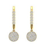 Circle Diamond Dangle Earrings Dainty Drop Style 14K Gold 1.31 ct-I,I1 - Yellow Gold