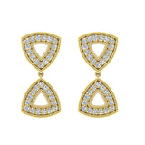 Minimalist Triangle Motif Diamond Dangle Earrings 14K Gold 0.60 ct-I,I1 - Yellow Gold