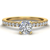 Petite Engagement Ring Round Cut Diamond 18K Gold 0.65 ct-G,SI - Yellow Gold