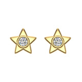 0.10 ct Diamond Earrings Star Shape Studs Bezel Settings 10K Gold-J,SI2 - Yellow Gold