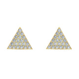 Triangle Shape Pave Diamond Stud Earrings 1/2 ct 18K Gold-G,VS - Yellow Gold