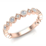 Circles & Squares Stacking Milgrain Diamond Wedding Band 0.32 ctw 14K Solid Gold Glitz Design (G,I1) - Rose Gold