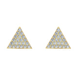 Triangle Shape Pave Diamond Stud Earrings 1/2 ct 14K Gold-I,I1 - Yellow Gold
