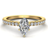 Marquise Solitaire Petite Diamond Engagement Rings 18K Gold 0.65 ct-G,VS - Yellow Gold