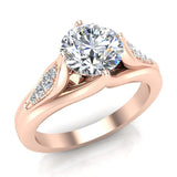 1.10 Ct Diamond Leaf Style Setting Solitaire Engagement Ring 1.11 Ct 14K Gold-SI - Rose Gold