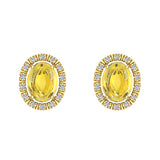 4.20 cttw Citrine & Diamond Cabochon Stud Earring 14k Gold-G,I1 - Yellow Gold