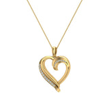14K Gold Necklace Petite Heart Diamond Pendant Pave set 1/6 ctw-L,I2 - Yellow Gold