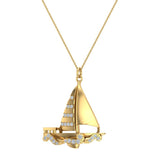 Sailboat Diamond Necklaces for Women 14K Gold - Boat Accessories-L,I2 - Yellow Gold