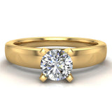 Solitaire Diamond Ring Fitted Band Style 18k Gold 0.50 ct (G,VS) - Yellow Gold