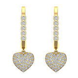 Heart Diamond Dangle Earrings Dainty Drop Style 14K Gold 0.75 ct-I,I1 - Yellow Gold