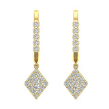Kite Diamond Dangle Earrings Dainty Drop Style 14K Gold 0.75 ct-G,SI - Yellow Gold