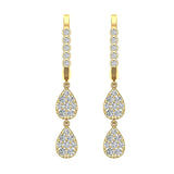 Teardrop Diamond Dangle Earrings Dainty Drop Style 14K Gold 0.92 ct-I,I1 - Yellow Gold