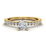 Exquisite French Pave Set Round Diamond Engagement Ring 14K Gold 0.75 ct-I,I1 - Yellow Gold