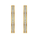 14K Hoop Earrings 26mm Diamond Line Setting Click-in Lock 0.60 ct-G,SI - Yellow Gold