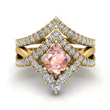 1.75 Ct Pear Cut Pink Morganite Diamond Wedding Ring Set 14K Gold-I,I1 - Yellow Gold