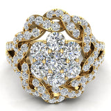 1.40 ct Braided Halo Split Shank with Illusion Solitaire Cluster Ring 14K Gold-I,I1 - Yellow Gold
