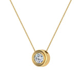 14K Gold Necklace Round Diamond Bezel Set Solitaire 5.80 mm-I,I1 - Yellow Gold