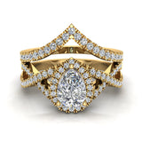 1.60 Ct Pear Cut Moissanite Diamond Wedding Ring Set Diamond Big Ring 14K Gold I1 - Yellow Gold